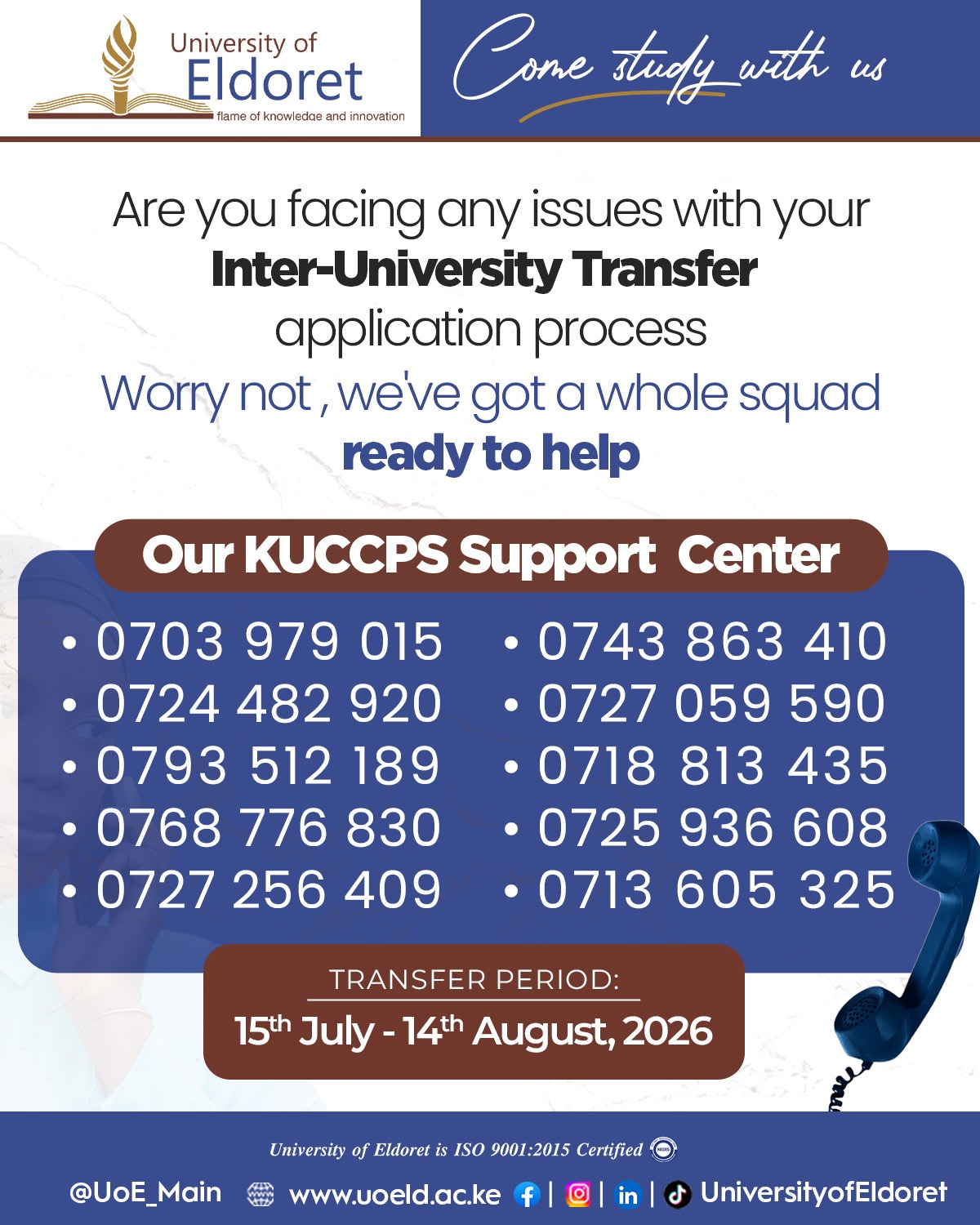 We are Accepting Inter-University Transfers
