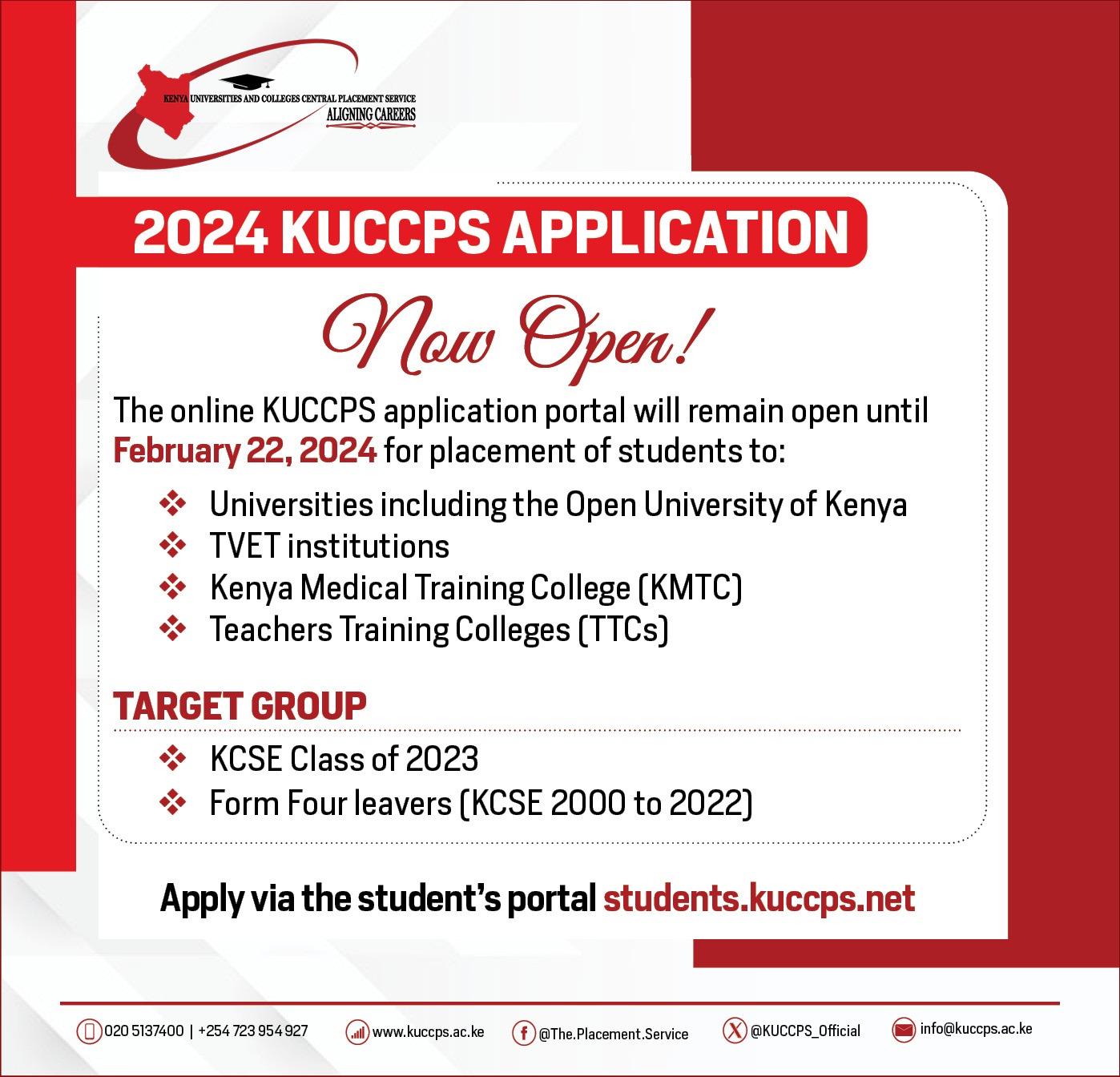 KUCCPS Application Portal Now Open!